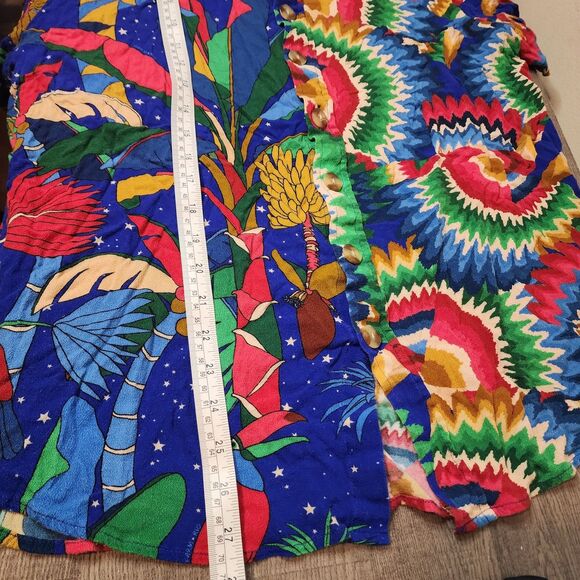 Farm Rio Button Shirt Forrest Parrot Tropical Boho Multi Color Womens Large - Picture 11 of 13